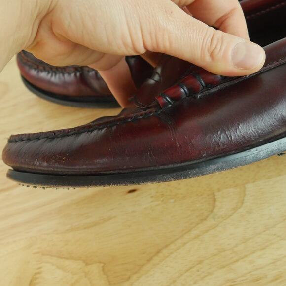 Vintage Mens 9 1/2 Penny Loafers Burgundy Slip On Shoes Preppy Classic Heritage main image 14